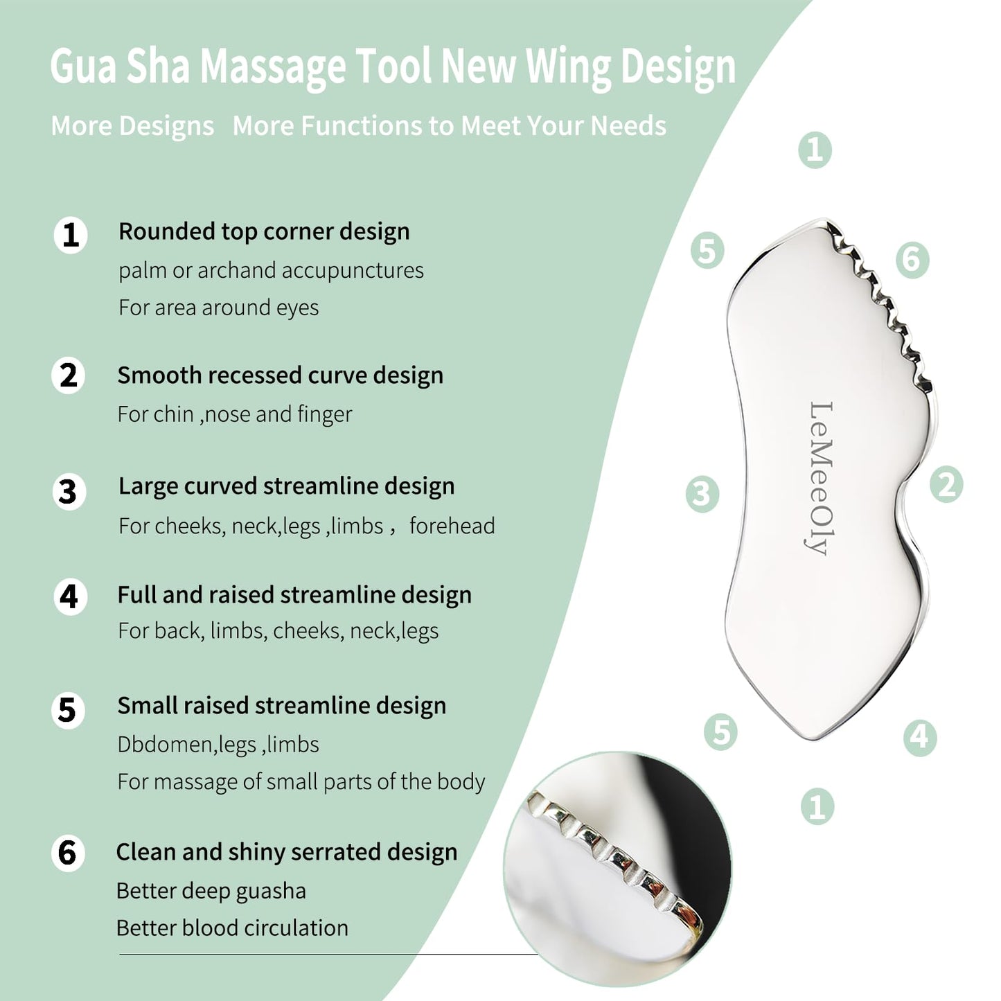 LeMeeOly Face Roller Massager Skin & Gua Sha Facial Tools Stainless Steel, Facial Massage Skin Care for Face Neck Body, Reduce Puffiness Remove Wrinkles, Valentines Gift for Women