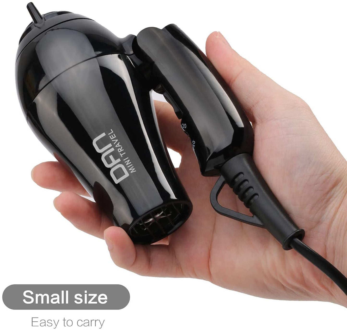 Dan Technology Compact Hair Dryer,Travel Hair Dryer,Portable Mini BlowDryer with Concentrator&Diffuser,HairDryer with European Plug