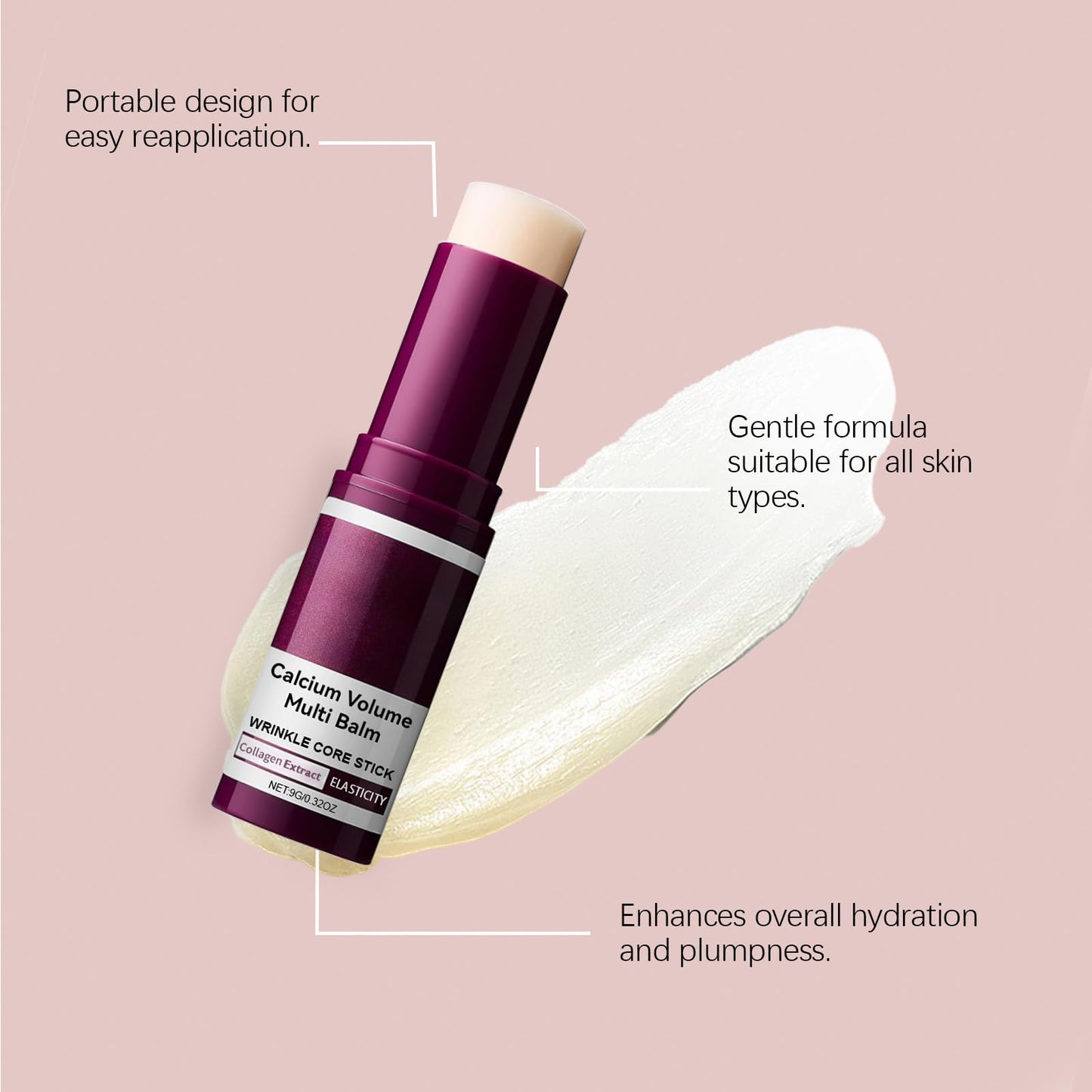 2PCS Cemenrete Calcium Multi Balm, Calcium Volume Multi Balm, Containing Collagen Moisturizing Stick, Vitamin E, Auitable for Face, Eyes and Neck, Anti-Aging, Anti-Wrinkle, Moisturizing