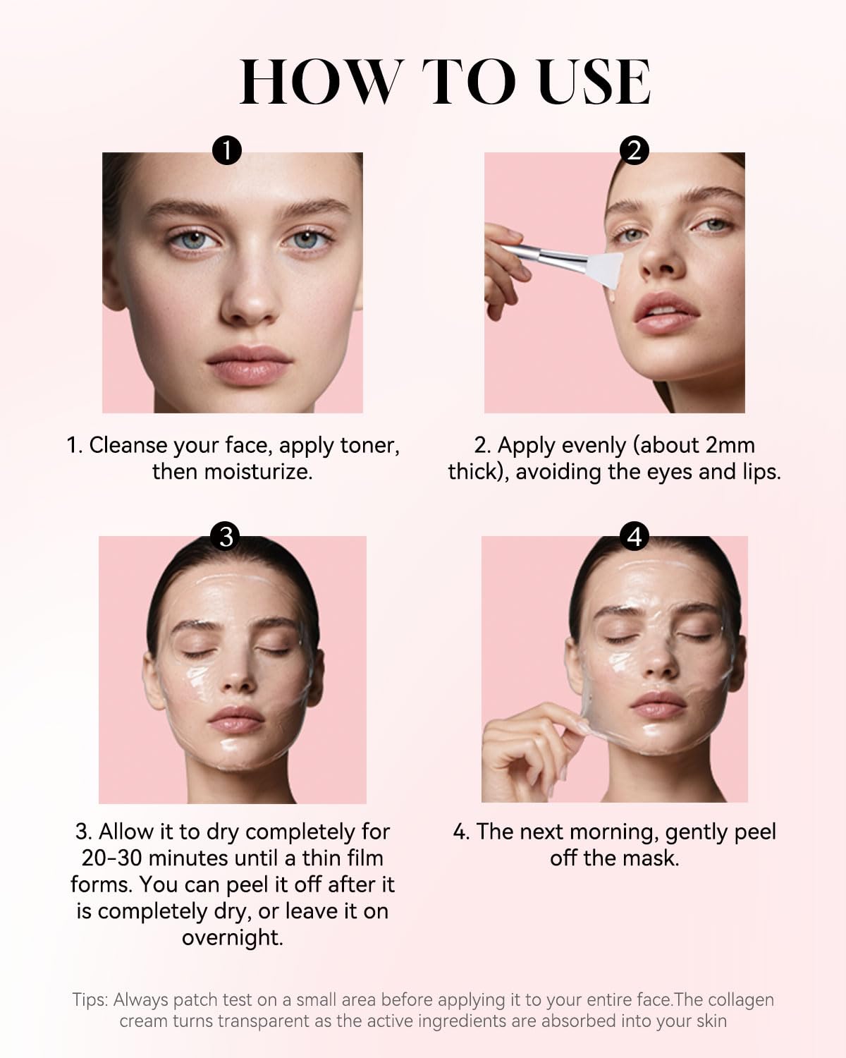 TJE Collagen Night Wrapping Mask, Collagen Peel Off Face Mask with Nicotinamide, Elasticity & Hydration Care, Reduces Sagging & Dullness - 2.53 fl oz