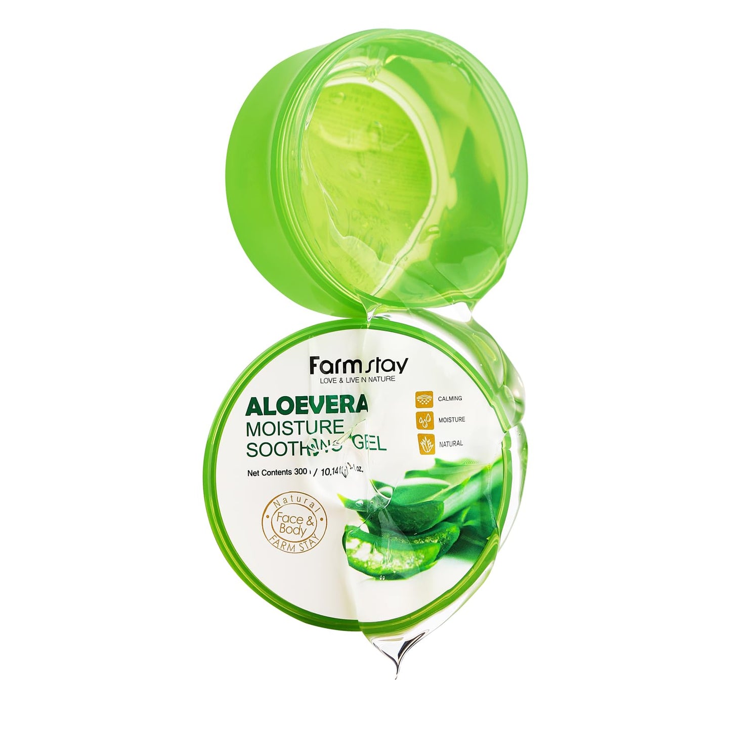 FARMSTAY Aloe Vera Moisture Soothing Gel - Hydrating Face Moisturizer - After Sun Gel for UV-Exposed Skin - Lightweight Body Moisturizer - 10.14 oz