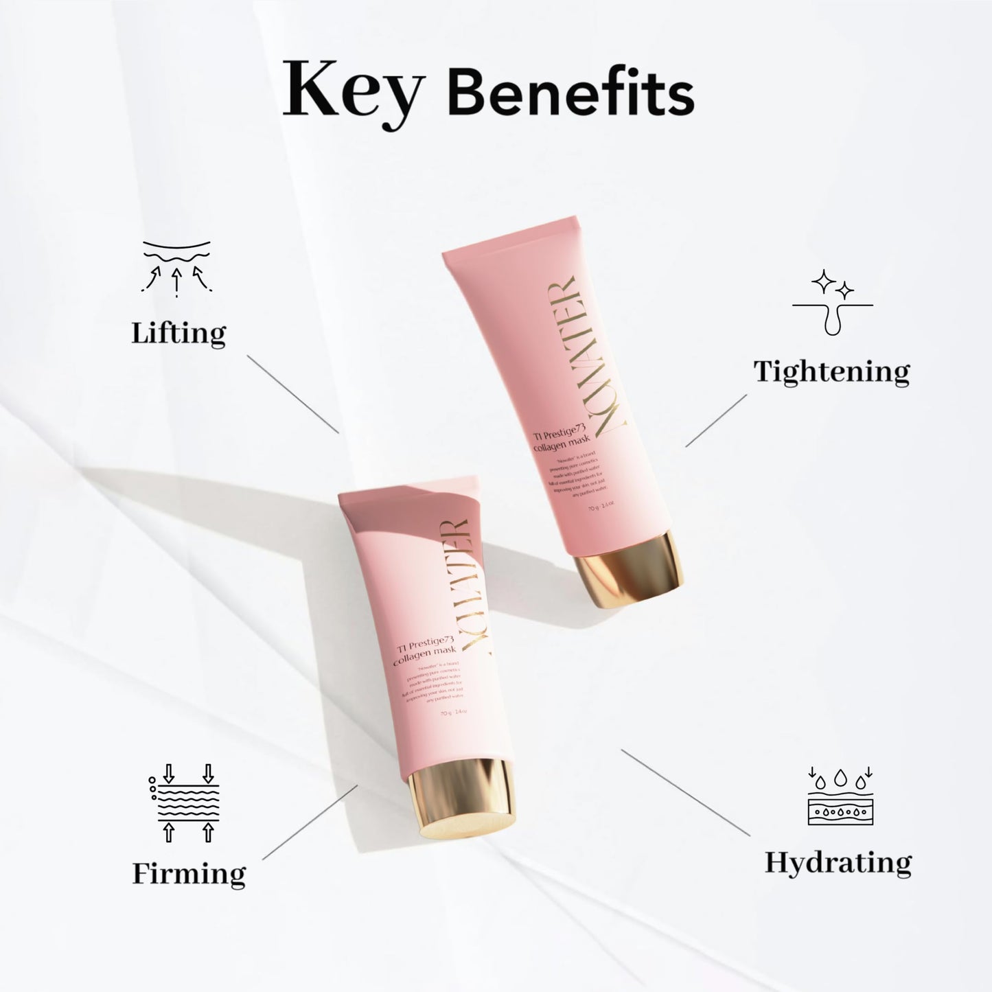 NOWATER Collagen Wrapping Mask, Elasticity Improving, Hydrating, Firming - Hydrolyzed Collagen & Peptide, Glass Skin Peel Off Mask, Korean Skincare for Face (2.4 fl.oz)