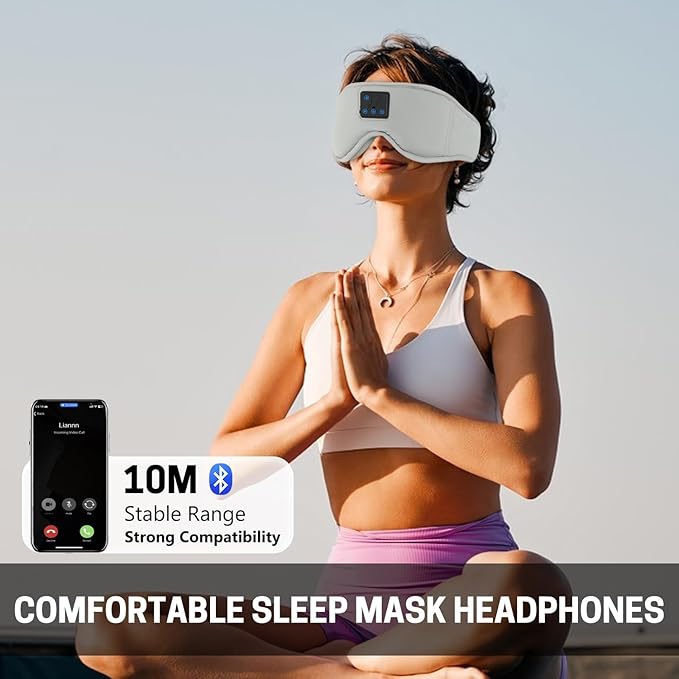 Aurya Sleep Mask with Bluetooth Headphones, 3D Eye Mask for Sleeping, 5.4 Wireless Sleeping Headphones with Ultra-Thin HD Stereo Speaker for Side Sleeper, Office Nap, Air Travel, Meditation