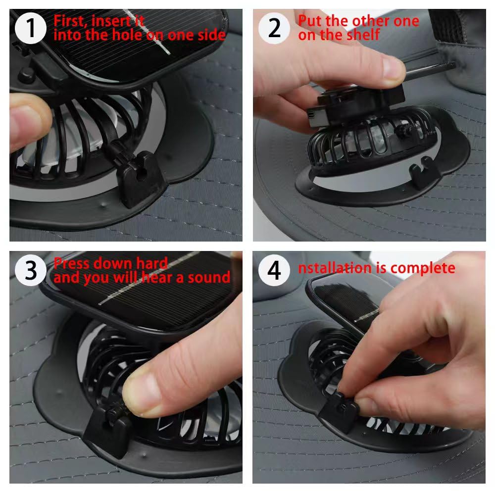 Solar Powered Fan Hat for Men Women Wide Brim Hat with 2 Fans UPF 50+ Outdoor Fishing Beach Sun Hat Black