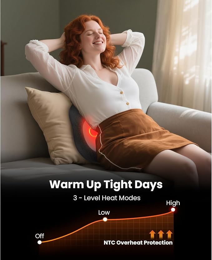 BOB AND BRAD Shiatsu Back Massager with Heat: Rechargeable 4D Kneading EZBack Go Cordless Back Massager Pillow for Pain Relief Deep Tissue, Office Home Relaxation Gifts for Women Men, HSA&FSA Eligible