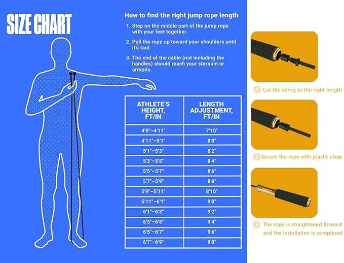 5mm PVC Jump Rope For Men Women - Dual Ball Bearing -Metal Handle Core Covered Rubber Grip- Adjustable 10ft long Skipping Rope - Good For Workout Fitness Weight loss