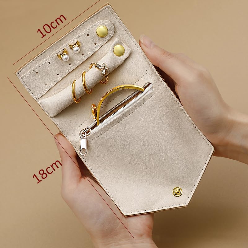 VICHILL Travel Jewelry Case Organizer, Foldable Jewelry Storage Roll for Earrings, Necklaces, Rings, Bracelets, Brooches (Green)