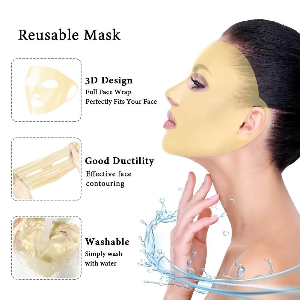 my novel things Face Ice Pack and 2 Packs Silicone Face Mask Cover, Full Facial Frozen Masks Hot Cold Face Compress Reusable Skin Care Set for Women for Puffiness Swelling Relief Beauty Spa Essentials