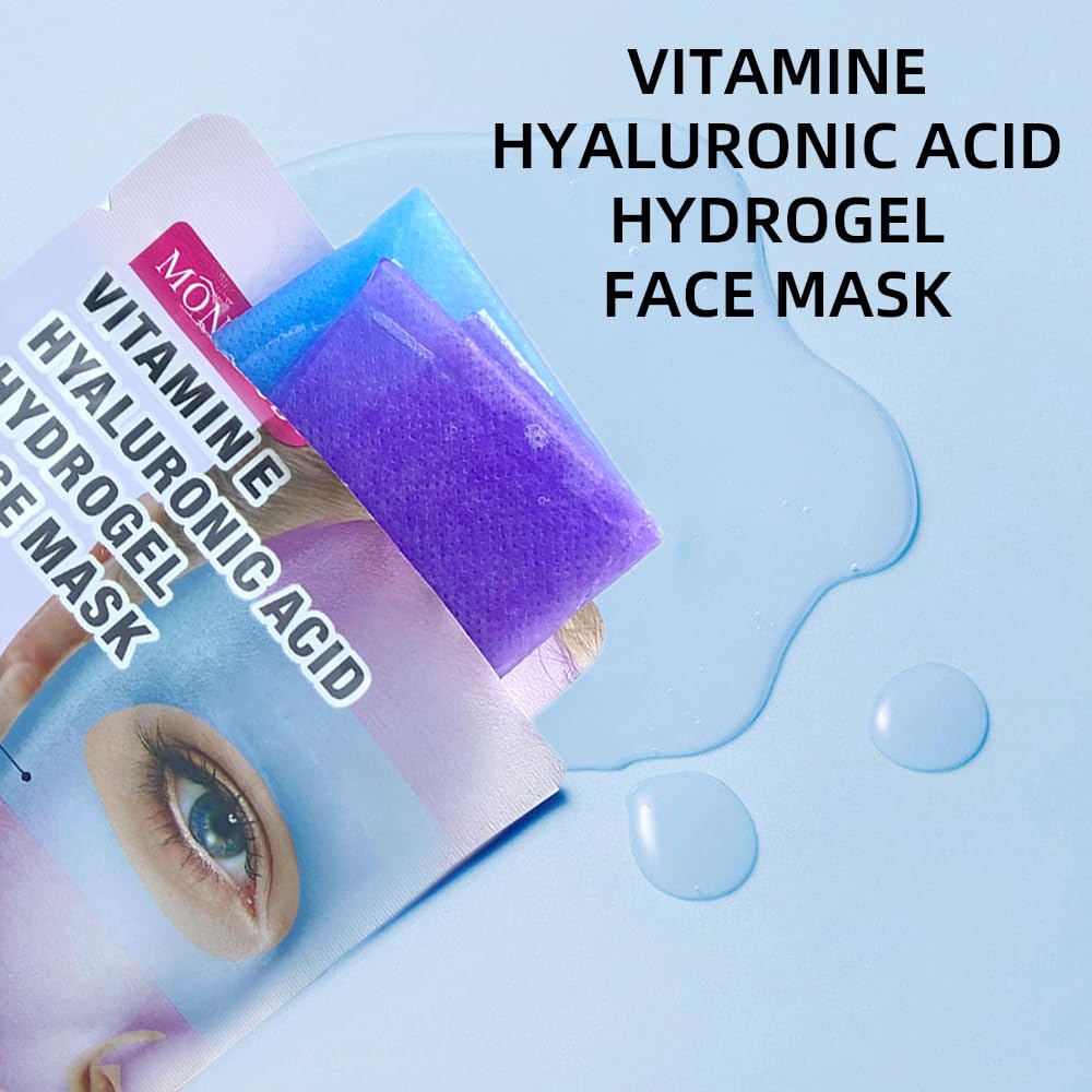 Vitamin E Hyaluronic Acid Hydrogel Face Masks - Premium Face Mask Skin Care,Sheet Mask Moisturizing, Nutrient-Rich Sheet Masks for Face Promoting Elasticity & Firmness