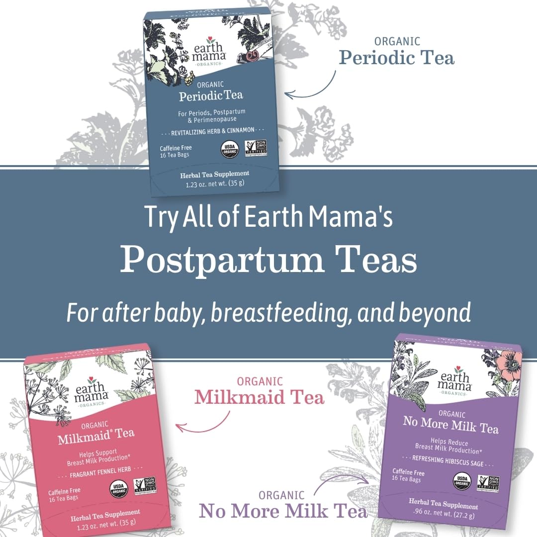 Earth Mama Organic Peaceful™ Tea | Stress Less! Calming, Relaxing Herbal Blend Safe for Pregnancy & Beyond, 16 Teabags Per Box