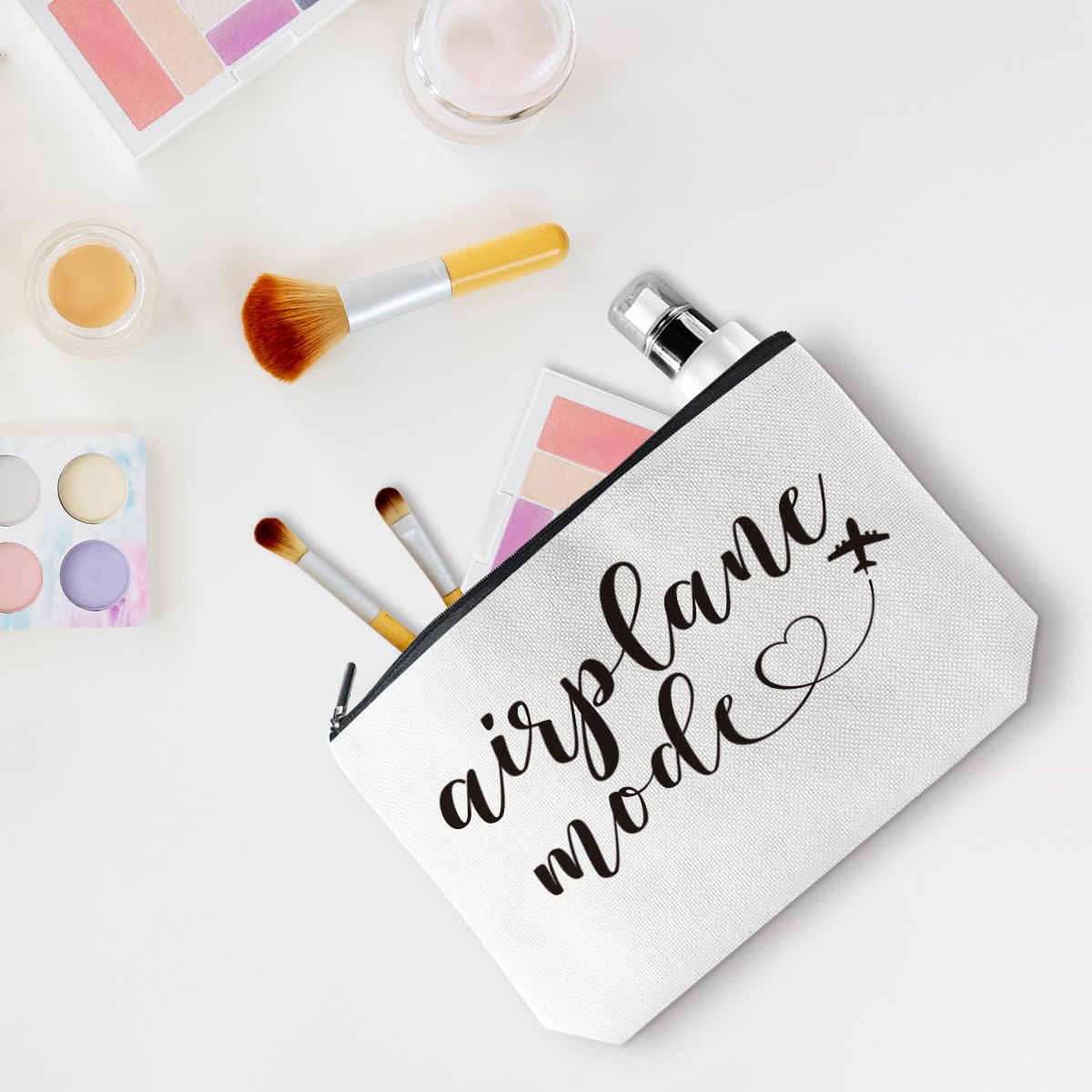 jealance Funny Airplane Travel Gifts for Women Makeup Bag Travel Essentials Cosmetic Bag Travelers Toiletry Bag Flight Vacation Gifts for Sister Travelers Girls Trip Birthday Mothers Day Anniversary