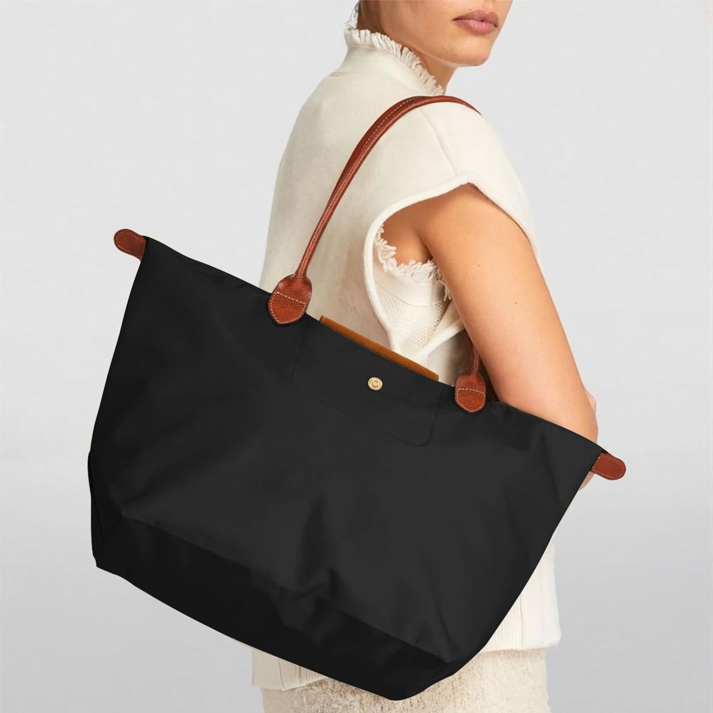 Large Work Tote Bag For Women: Black For 13-15" Laptop Foldable Lightweight - For Office Professionals College Students Aged 25-45 - Commute Travel