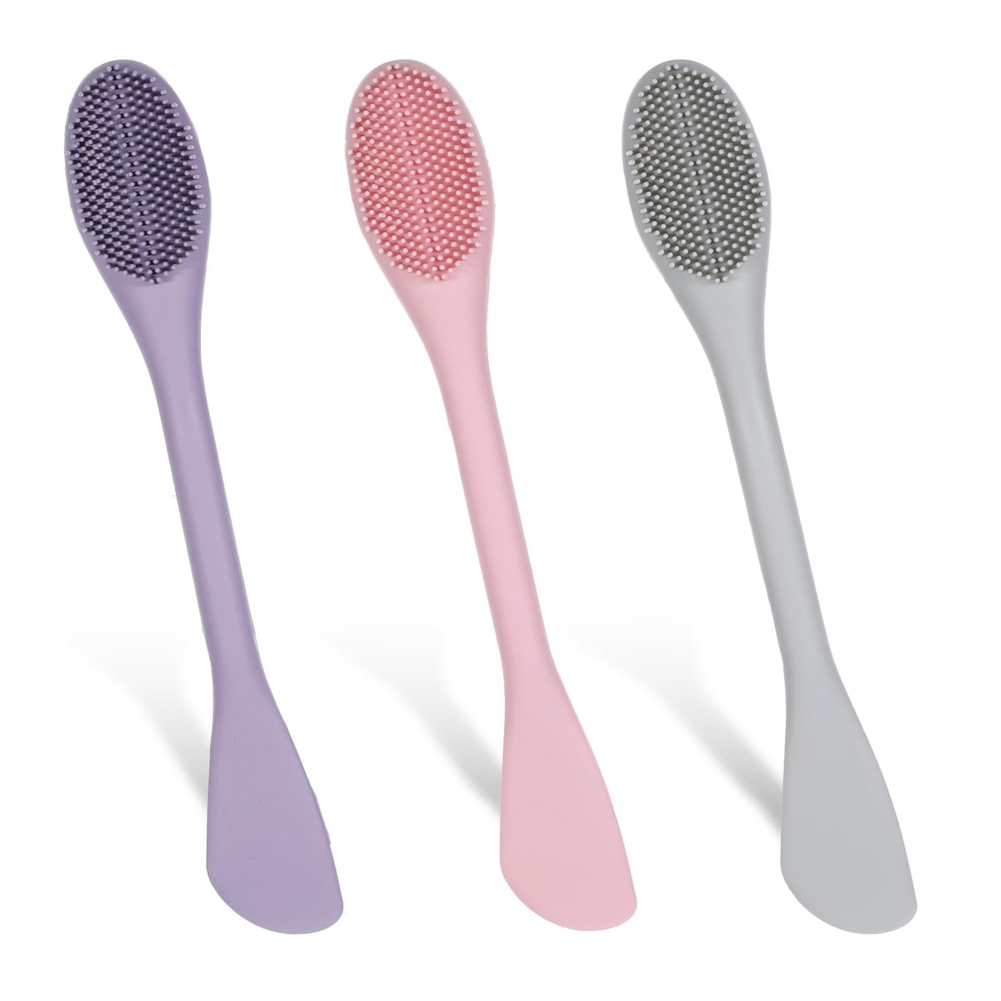 3 PCS 2 in 1 Double-Sided Facial Scrubber Brush Tool, Silicone Facial Cleansing Brush, Face Masks Skincare Brushes for Pore Cleansing, Remove Blackheads, Makeup Skincare Removal