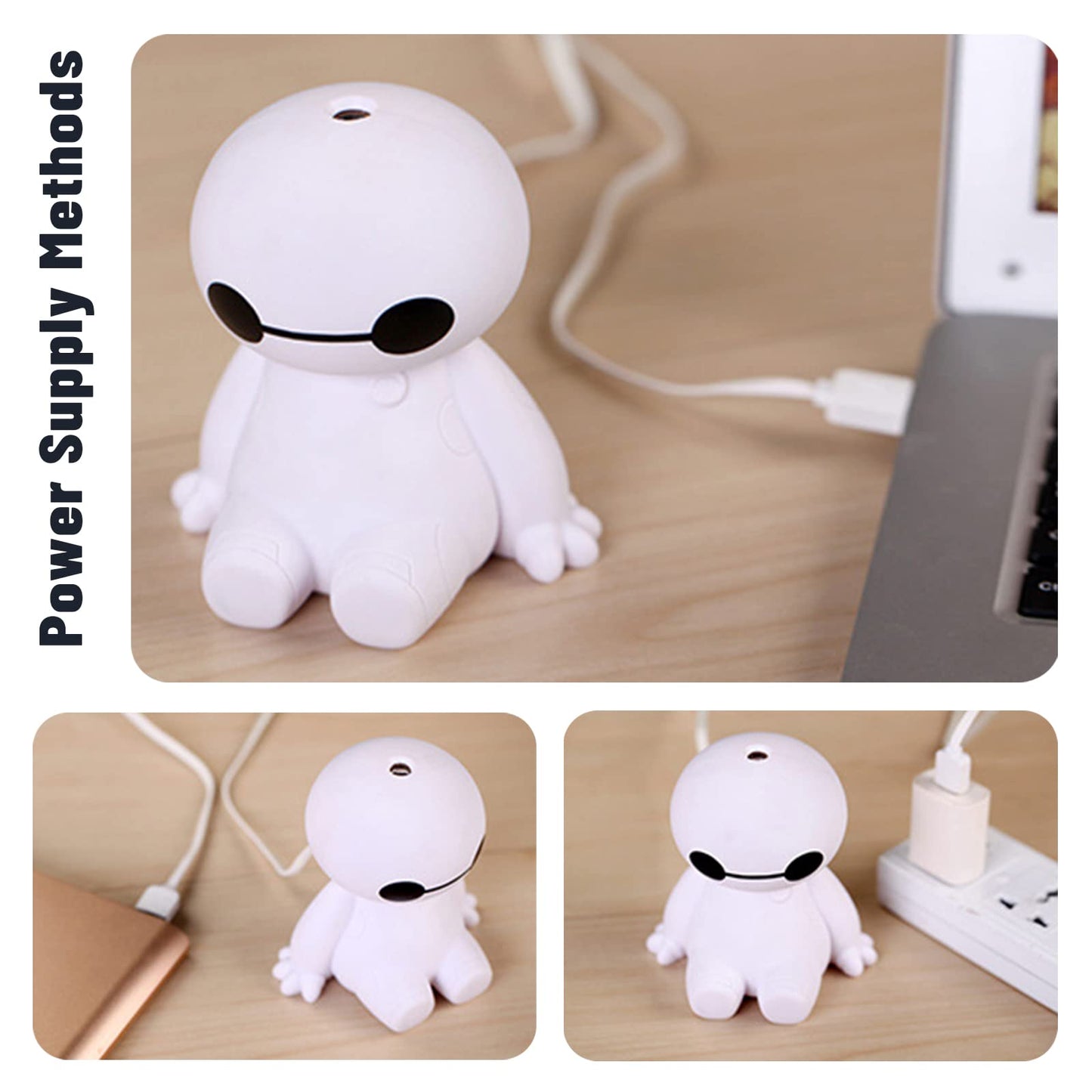 INVODA Humidifiers Portable Small Cool Mist Humidifiers Mini USB Personal Desktop for Travel, Car, Office Room, Bedroom (White)