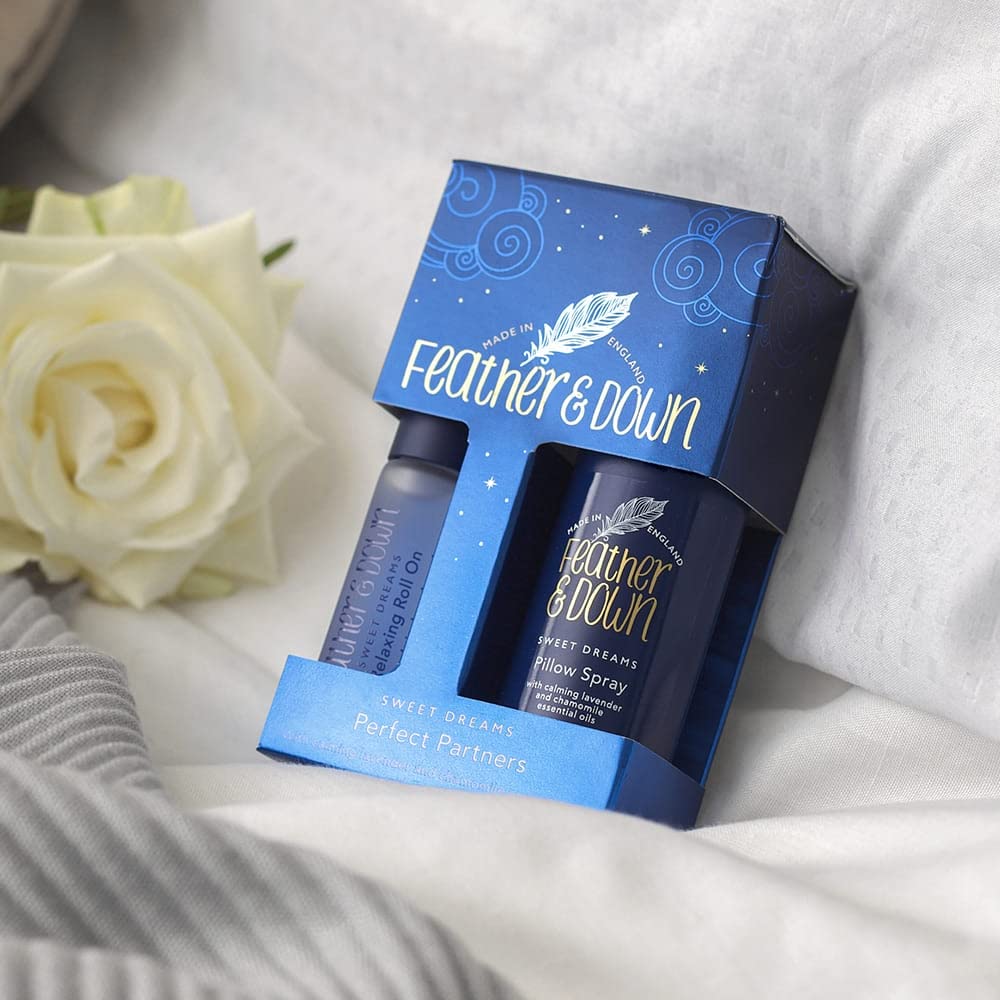 Feather & Down Sweet Dream Perfect Partners Gift Set: 50ml Pillow Spray & 10ml Roll-On, With Calming Lavender & Chamomile Essential Oils, Vegan & Cruelty Free