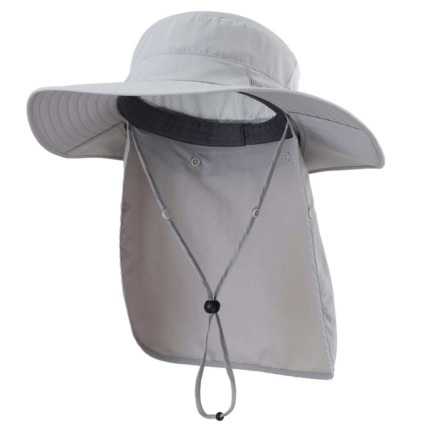 Home Prefer UPF 50+ Sun Hats for Men Women Wide Brim Fishing Hat with Neck Flap Summer Safari UV Protection Bucket Hat Light Grey