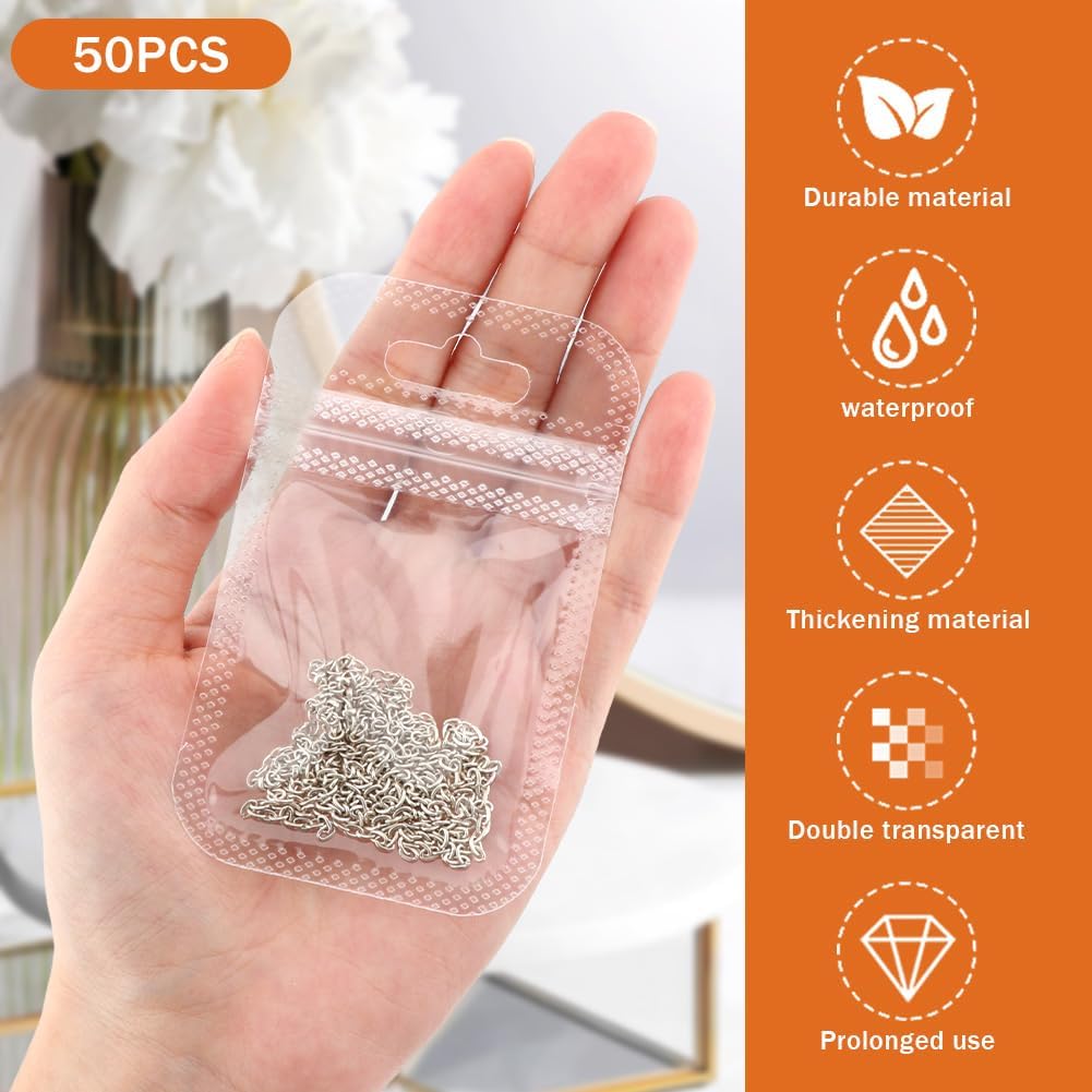 Parthan Travel Jewelry Organizer Case, Foldable Jewelry Storage Roll with 50 pcs Transparent Self Sealing Bag for Store Necklaces Earrings Bracelets Rings, Travel Essentials Girls Gifts(Black)