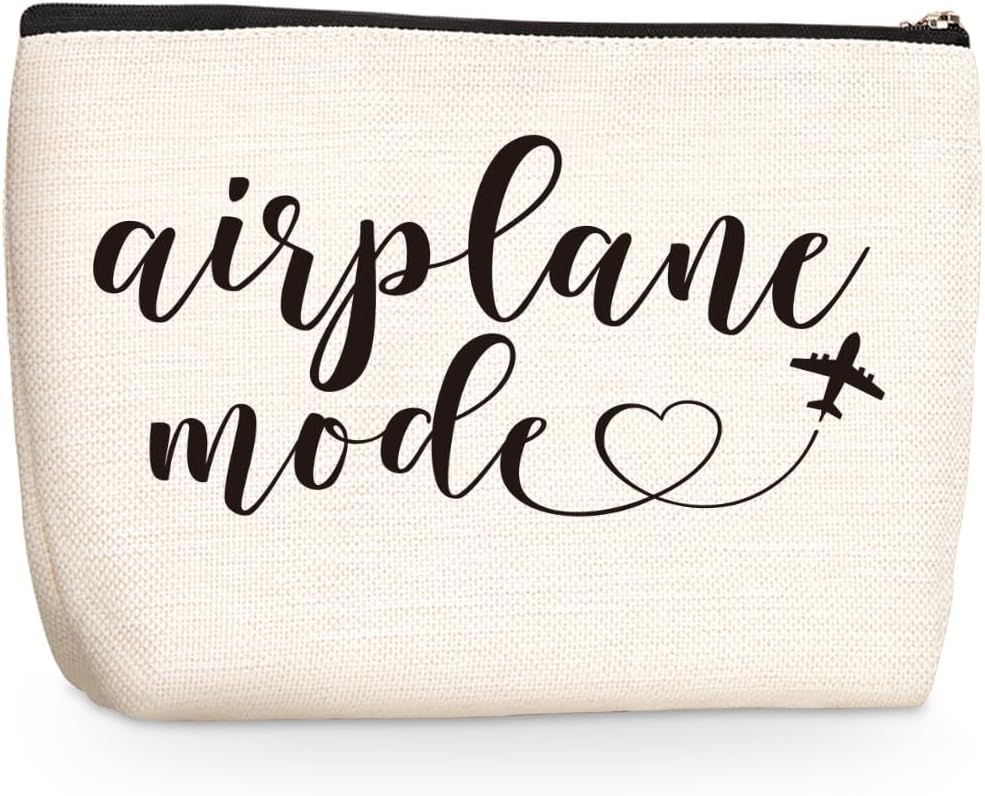 jealance Funny Airplane Travel Gifts for Women Makeup Bag Travel Essentials Cosmetic Bag Travelers Toiletry Bag Flight Vacation Gifts for Sister Travelers Girls Trip Birthday Mothers Day Anniversary