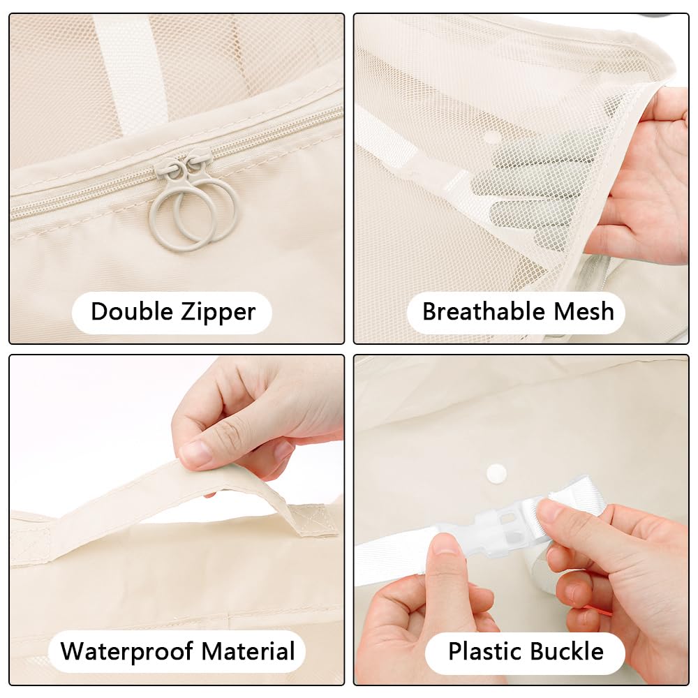 10 Set Packing Cubes for Travel, Lightweight Suitcase Luggage Organizer Bags, Travel Essentials Packing Organizers for Luggage, Packing Cubes for Carry On Suitcase in 4 Sizes with Shoe Bag, White