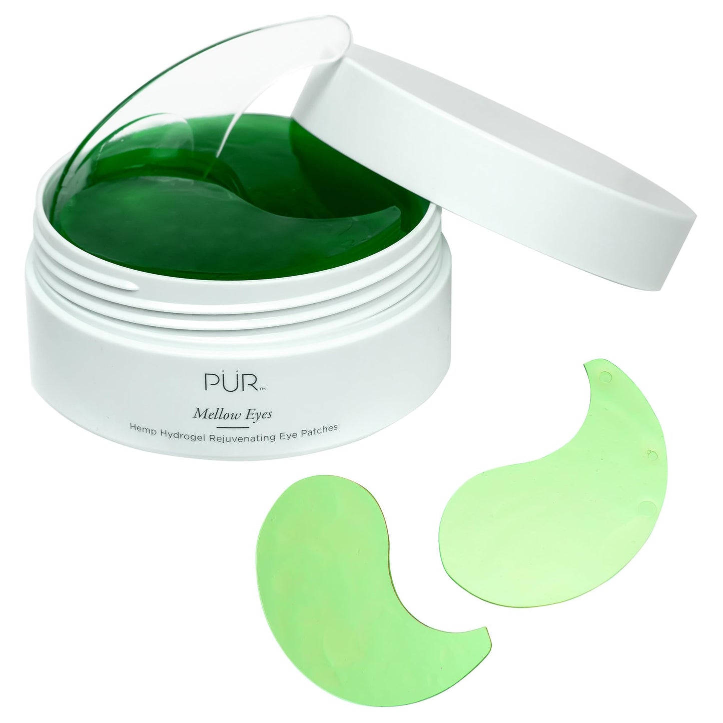 Hydrogel Rejuvenating Under Eye Patches, Mellow Eyes by PUR Beauty - Hydrates, Plumps & Brightens Under Eye - Hemp Seed Oil, Green Tea Extract, Kiwi Fruit Extract - Cruelty & Gluten Free - 30 Pairs