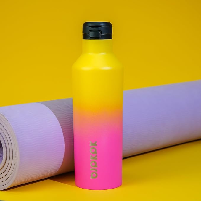 BJPKPK Insulated Water Bottle With Straw 17oz Stainless Steel Water Bottles With 2 Lids And Carry Handle Reusable Travel Metal Thermo,Rainbow