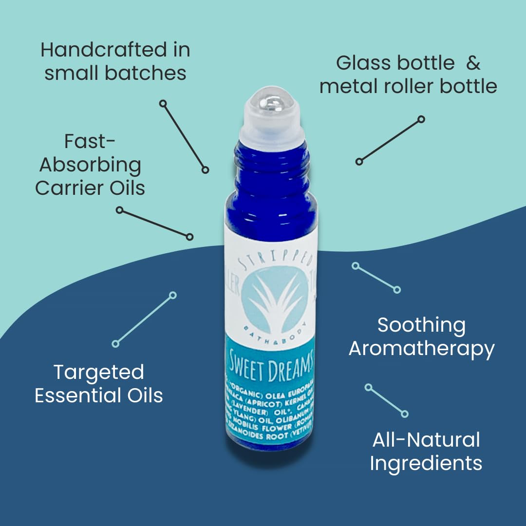SWEET DREAMS Roll On Relaxation Aromatherapy | Night Time Unwind Support Blend w/Lavender, Neroli & Chamomile Essential Oils | Stocking Stuffer Idea