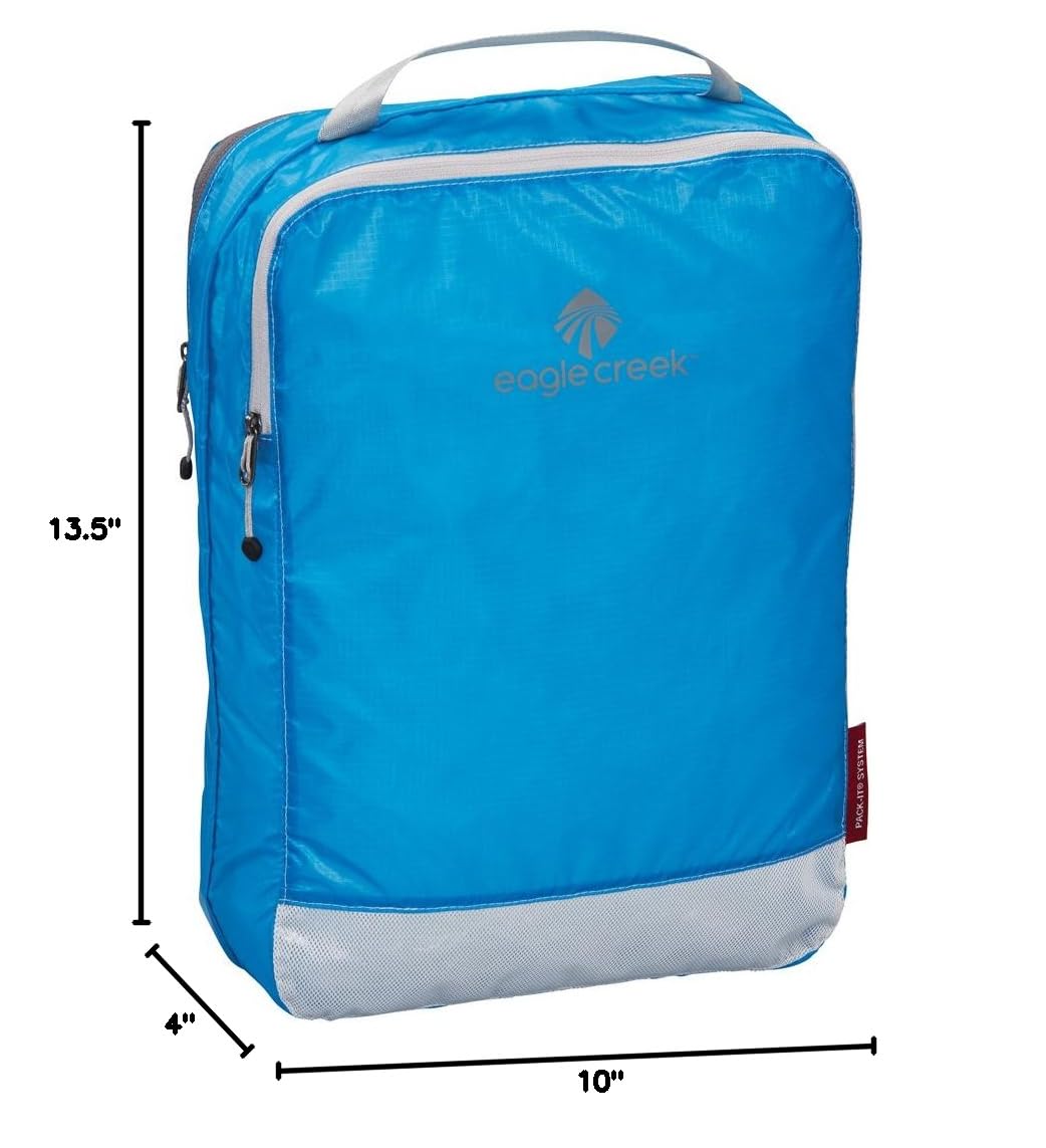 Eagle Creek Pack-It Clean/Dirty Packing Cubes for Travel - Durable Lightweight Dual Compartment Suitcase Organizer for Clean & Dirty Clothes, Brilliant Blue - Medium