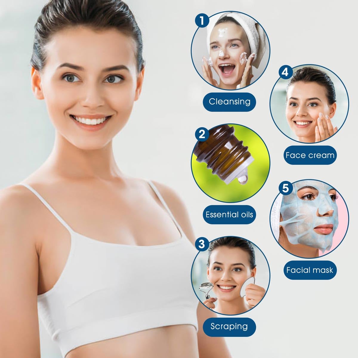 Bealihelp Face Roller & Gua Sha, Stainless Steel Facial Roller and Gua Sha Tool for Face, Skin Care, Anti-Aging, and Lifting