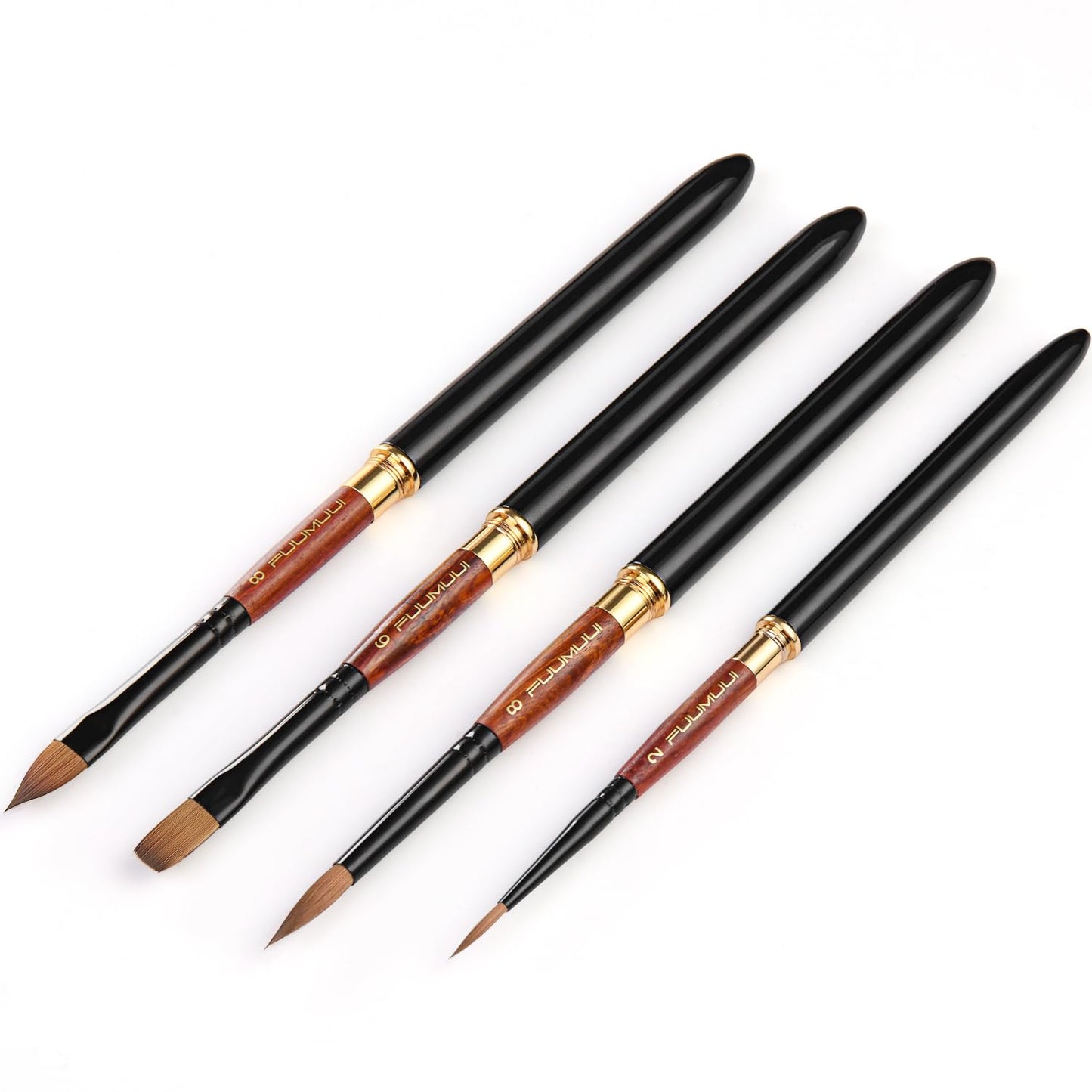 Fuumuui 4pcs Elegant Kolinsky Sable Watercolor Brushes - Travel Kit with Leather Pouch Perfect for Gouache Ink Painting