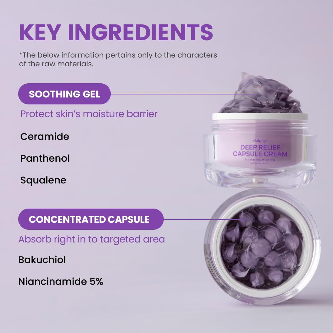 delphyr Deep Relief Capsule Cream – Bakuchiol, Niacinamide 5% & Ceramide – Soothing, Hydrating – All-Vegan, No Artificial Colors or Fragrances – Korean Skin Care