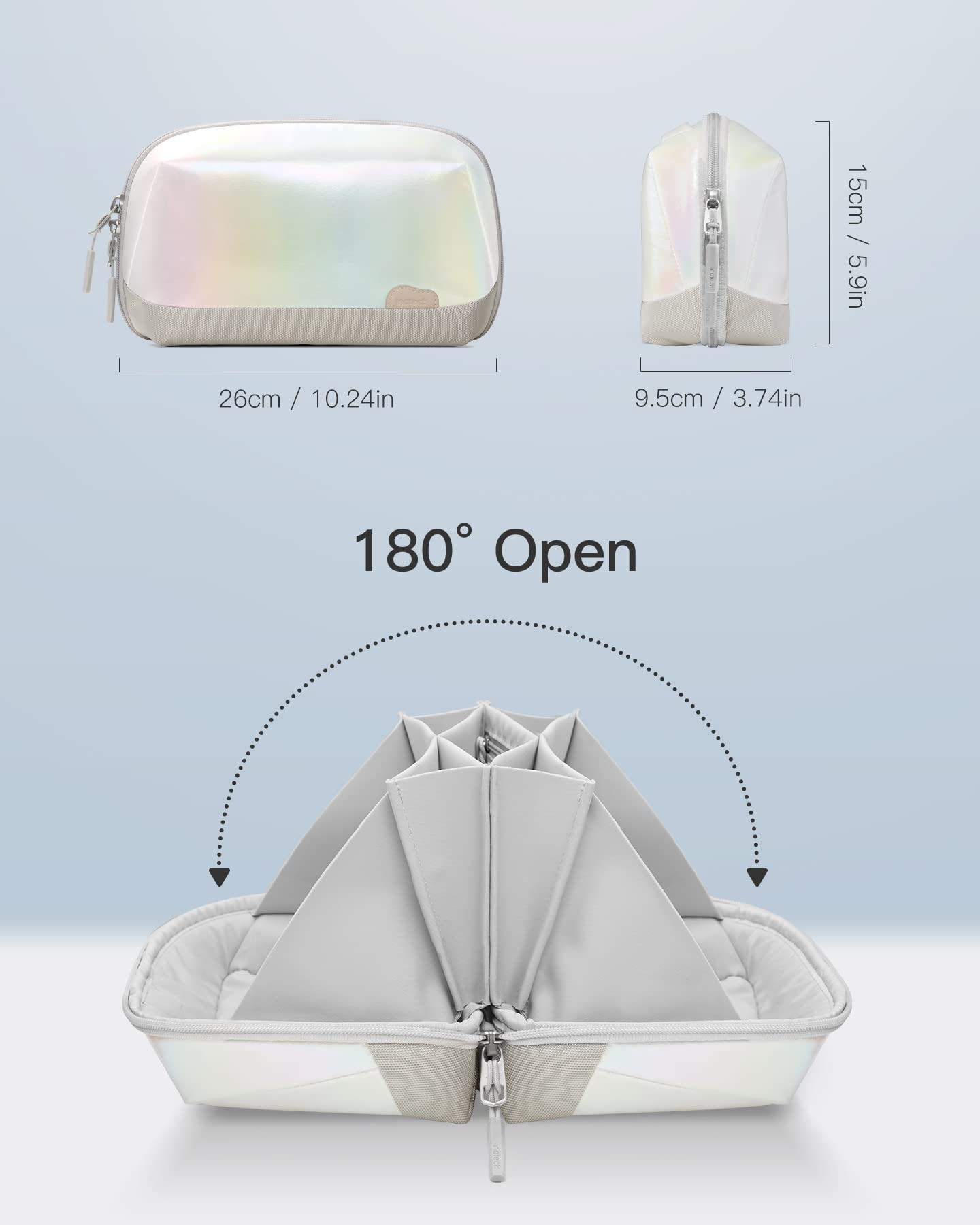 Inateck Electronics Organizer Travel Case, 180° Open Water-resistant, Multifunctional Travel Organizer Bag, Electronic Accessories Carry Case, Aurora, Large