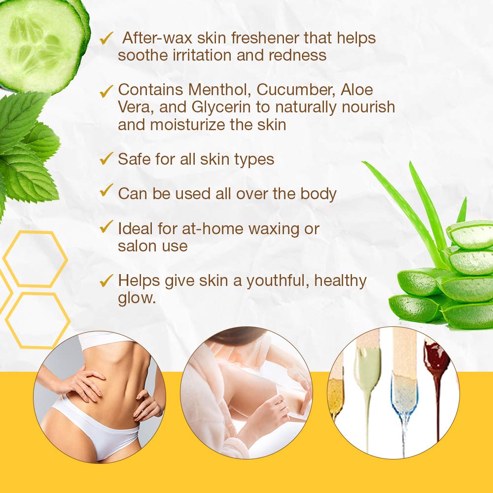 GiGi Post Waxing Cooling Gel - Soothing After Wax Treatment, Skin Freshener & Moisturizer for Smooth Skin, 16 fl. oz.