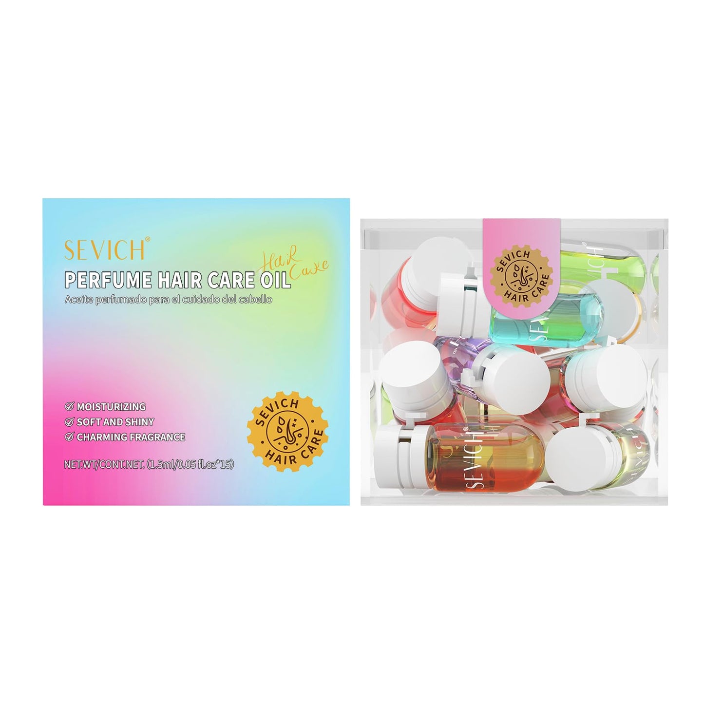 SEVICH Perfume Hair Oil Capsules 15-Pack, 2-in-1 Hair Treatment & Lightweight Serum, Heat & UV Protection, Frizz Control & Shine, Portable Travel Hair Care for All Hair Types