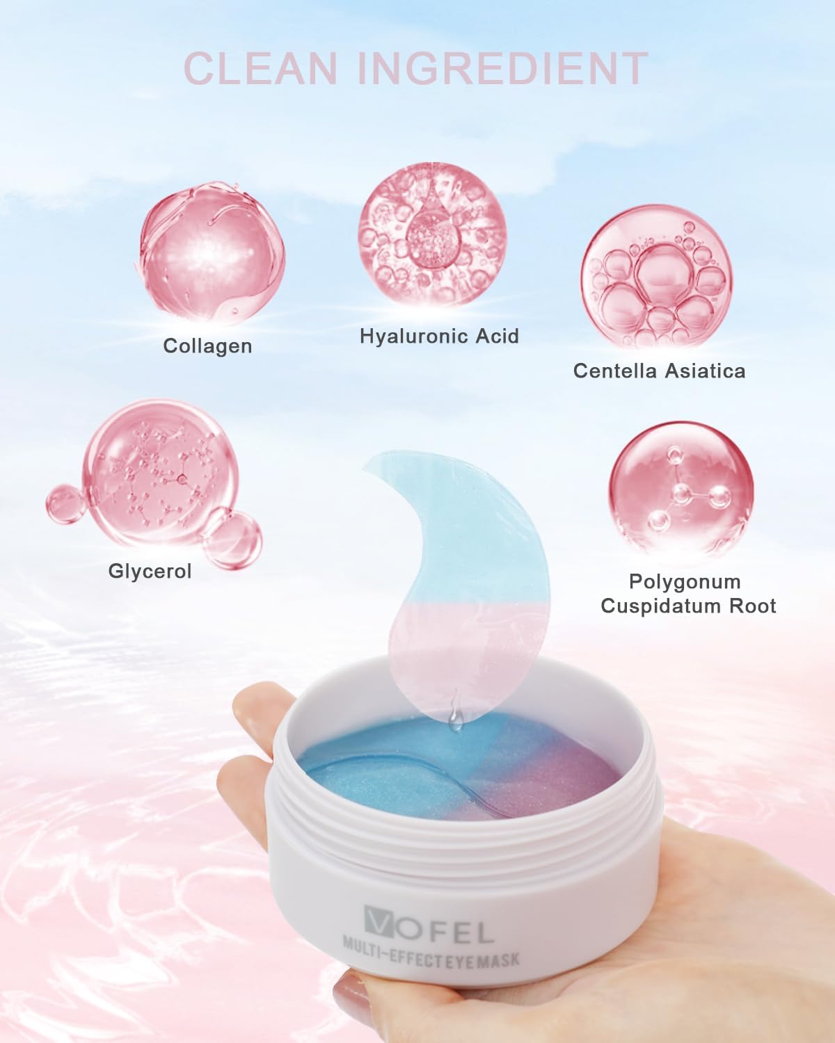 VOFEL Under Eye Patches for Puffy Eyes and Dark Circles Hydrating Eye Mask with Collagen Eye Gel Pads Reduce Wrinkles Skin Treatment 30 Pairs