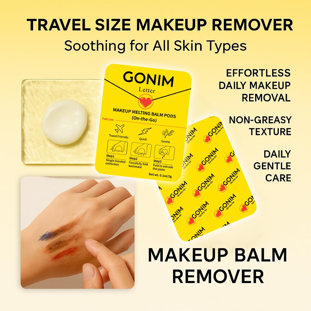 GONIM Cleansing Balm Makeup Remover, Hydrating Facial Cleanser for On-the-Go, Makeup Remover Melting Balm, Travel Size Mini Makeup Cleansing Oil, Travel Essentials for Women, Soothing 3gx15pcs