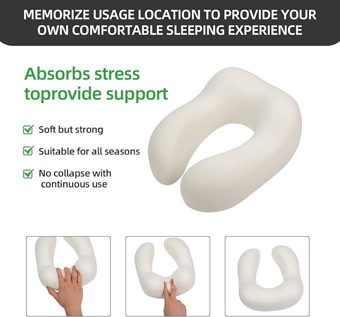 HydroAurum Travel Pillow 100% Pure Memory Foam Neck Pillow for Traveling – Ergonomic Neck Support Pillow for Airplane, Soft & Breathable Cover, Washable & Portable with Travel Bag