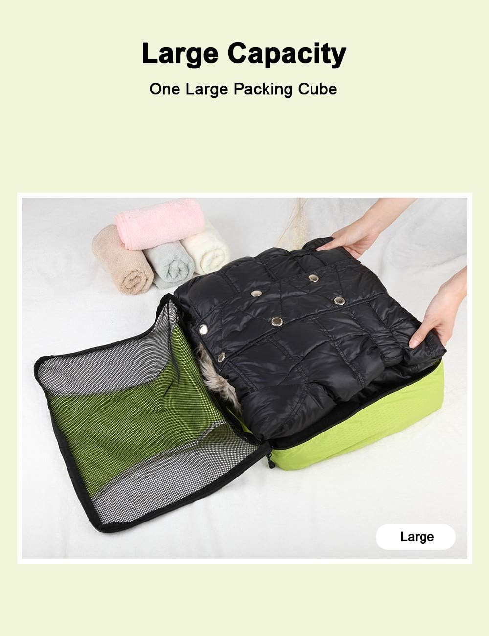 GOX Orange Large Packing Cubes For Travel Carry On Packing Cube Set Ultralight Packing Suitcase Luggage Organizer Bags For Traveling(Green)