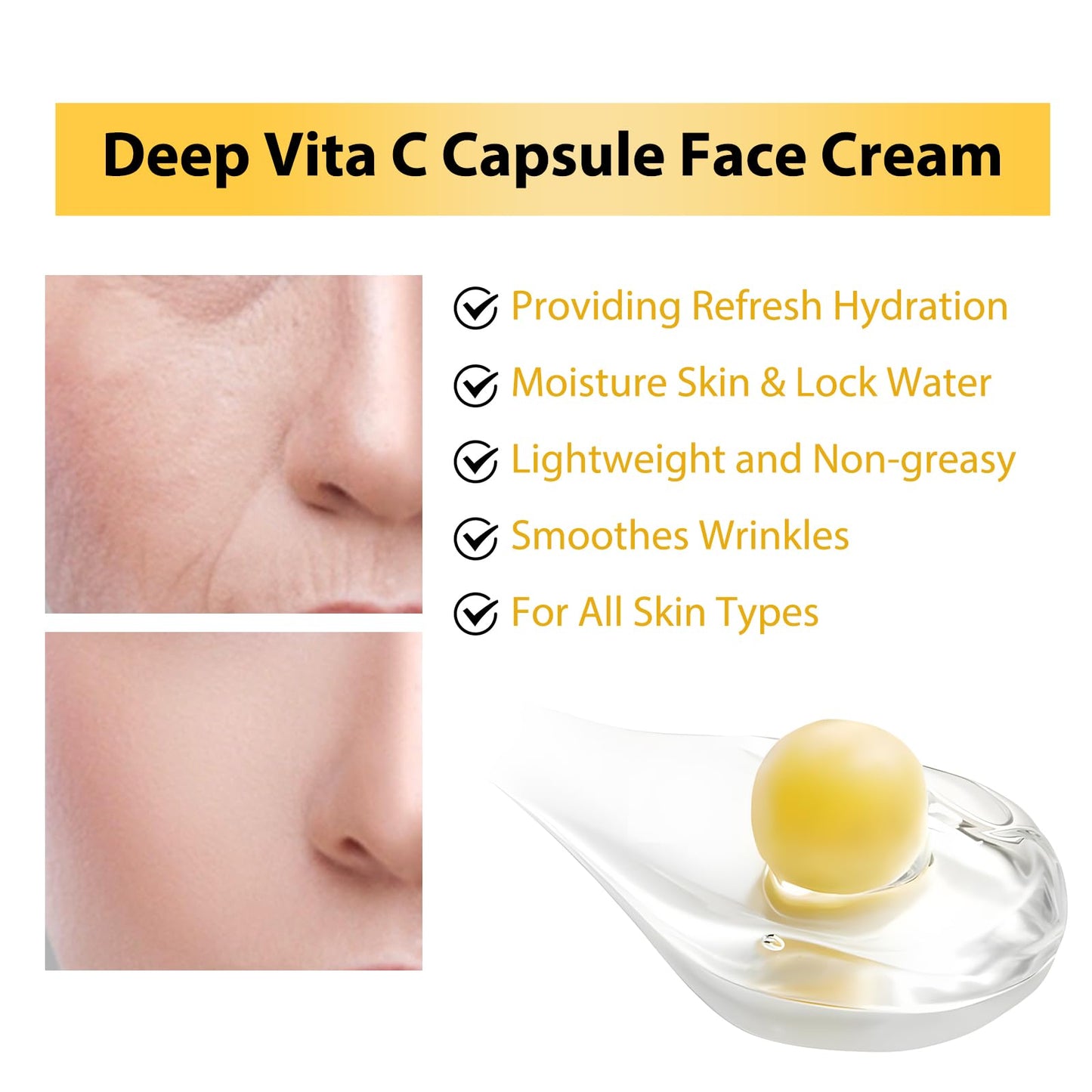 OUPEICHARM Deep Vitamin C Capsule Face Cream,Moisturizer Capsule Facial Cream,Hydrating Night Face Cream Skincare 4.9 OZ