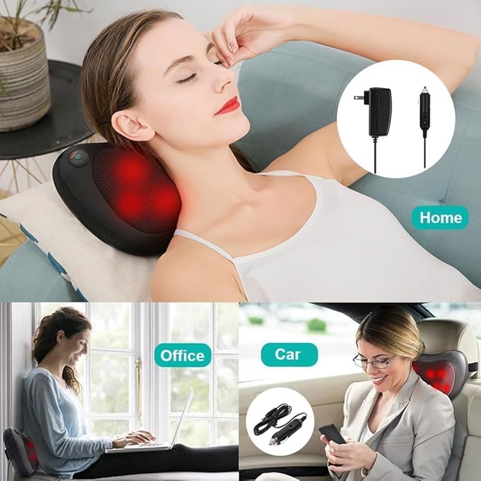 Back Massager with Heat Massagers for Neck -Shiatsu Kneading Massage Pillow for Back, Shoulder, Leg Pain Relief - Gifts for Men Women Mom Dad Stress Relax at Home Office and Car