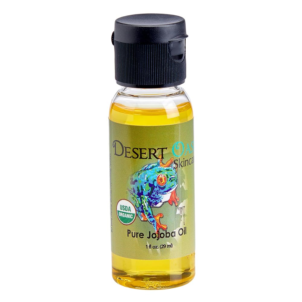 Desert Oasis Skincare | USDA Certified Organic Jojoba Oil – 100% Pure, Cold Pressed, Natural Moisturizer for Face, Hair, Skin, Nails, Tattoos & Piercings – Travel Size (1 fl oz / 29 ml)