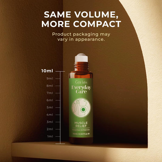 Gya Labs Deep Muscle Relief Essential Oil Roll on - Blended with Soothing Cinnamon, Energizing Ginger Oil & More - Natural Aromatherapy for Sore Muscles & Tension, Travel Size (0.34 Fl Oz)