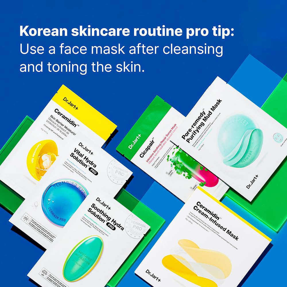 Dr.Jart+ Art Start Hydrating and Soothing Korean Face Mask Value Set | Korean Skin Care Set of 4 Masks