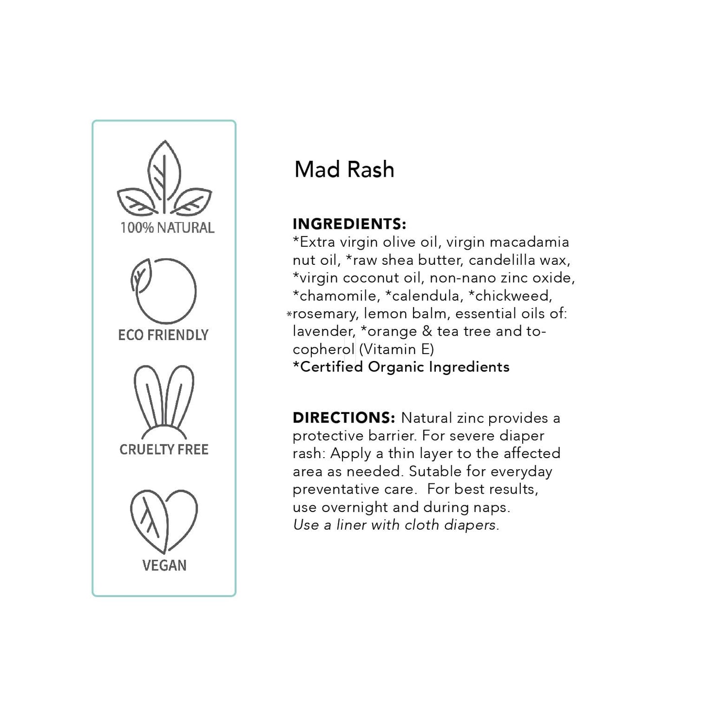 Mad Rash Diaper Balm with Zinc by Balm Baby – Natural Diaper Rash Cream & Multipurpose Baby Skin Ointment with Calendula, Vegan - Soothing, Healing, Moisturizing – Newborn Cradle Cap