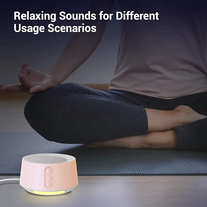 BGOVERSS White Noise Sound Machine with 20 Soothing Sounds, 10 Colors Night Light Sleep Machines Home Office Travel, 5 Timers and Memory Feature Sound Machine for Nursery Baby Kids Adults, Pink