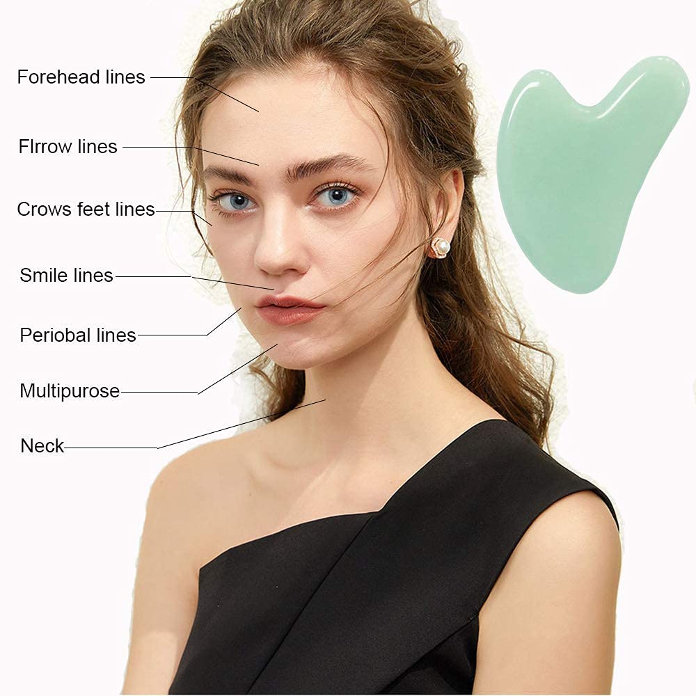 Ditind Gua Sha, Jade Stone Gua Sha Massage Tool, Guasha Tool for Face and Body Skin Massage. Gua Sha Set for Toxins Prevents Wrinkles for SPA Acupuncture, Therapy Trigger Point Treatment.