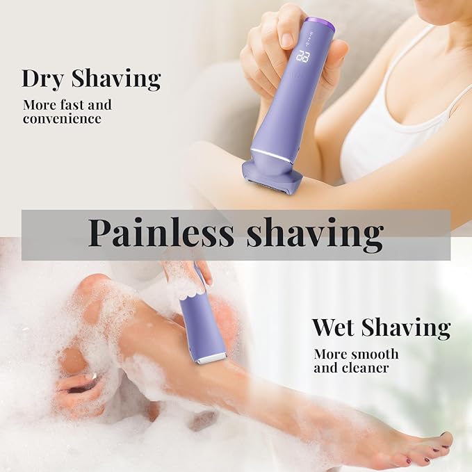 krofaue Womens Bikini Trimmer - 2-in-1 Double Blades Waterproof Womens Electric Shaver for Legs, Underarms, Bikini Line - Wet & Dry USB Rechargeable Bikini Razors for Women with LED Display