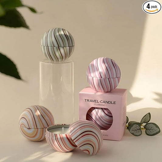 4 Pack Aromatherapy Candles, Mini Travel Scented Candle Set with Individual Packing, 2.5 OZ Soy Wax Candles, Portable Tin Candles with Lid, Gifts for Women, Ideal for Birthday, Festivals