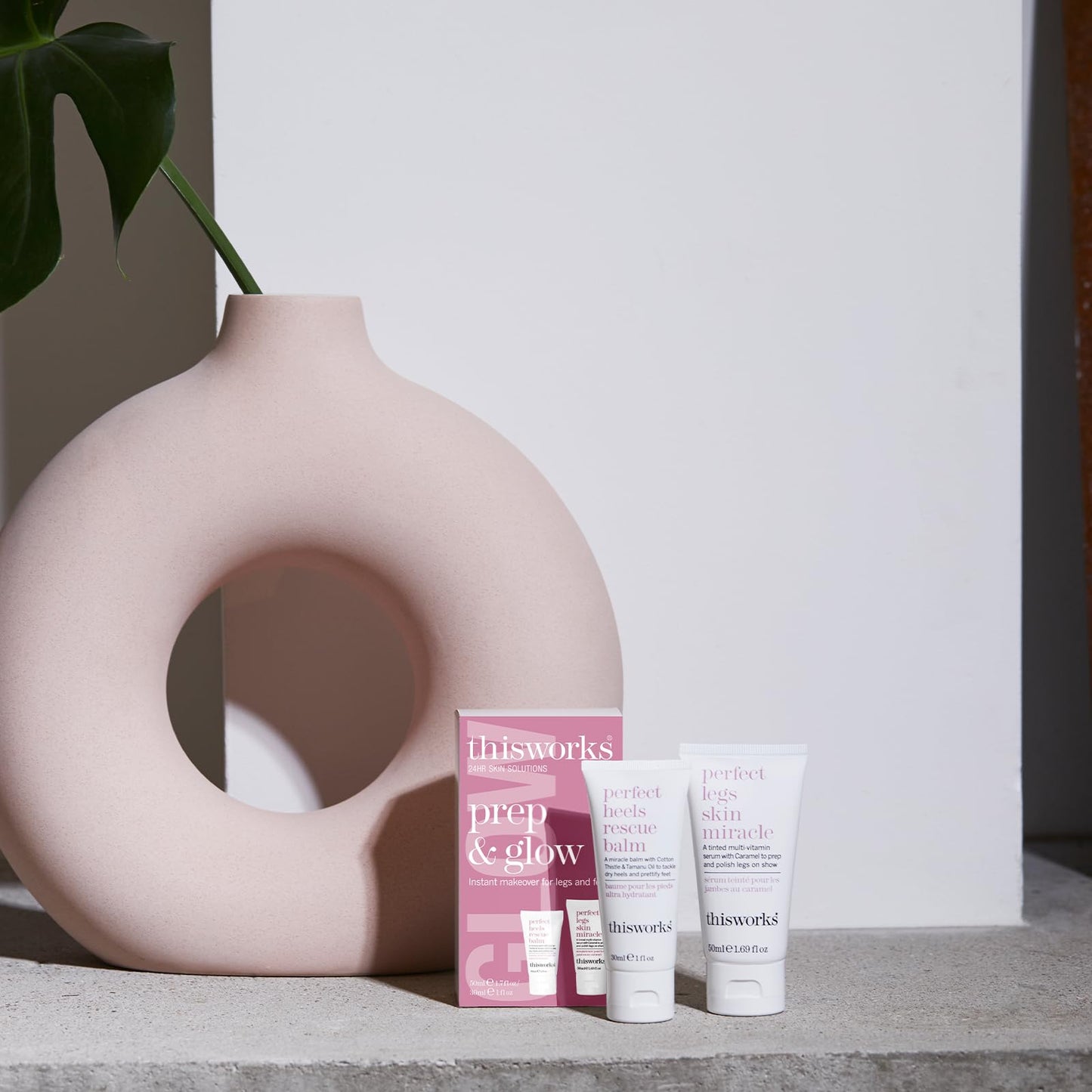 THISWORKS Prep and Glow Gift Set - Travel Size Kit with Perfect Legs Skin Miracle and Perfect Heels Rescue Balm Foot Cream - Nourishing & Hydrating Bodycare Duo