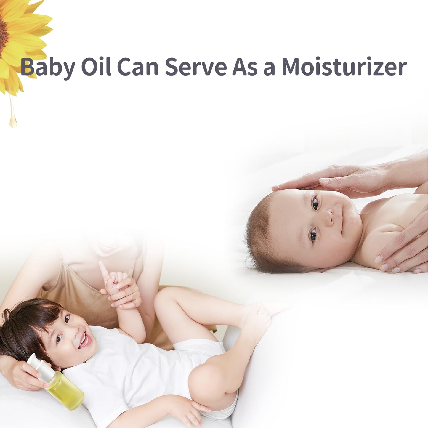 NENNEKO Baby Oil – Organic Unscented Baby Massage Oil for Newborns, Enriched with Mineral & Sunflower Oil – Gentle Moisturizer & Soothing Care – Coconut Oil for Soft, Hydrated Baby Skin