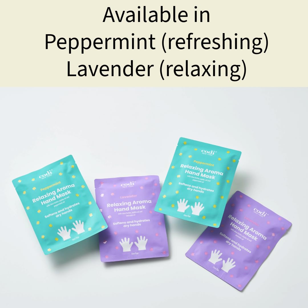 Codi New York Relaxing Aroma Hand Mask 6 Pairs | Natural Scent | Soothes & Hydrates Dry Hands | Hydrating Hand Treatment for Rough Skin & Dry Cuticles | Home Spa Gloves | Korean Skincare (Lavender)
